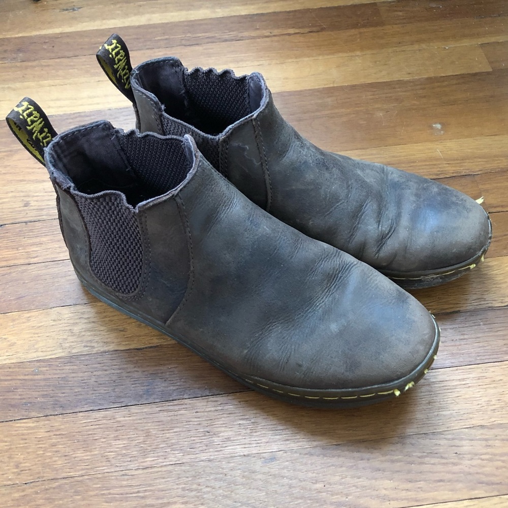 Brown leather dr Martens slip on